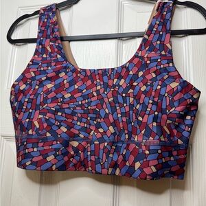 Fabletics Mosaic Sports Bra - Red and Blue